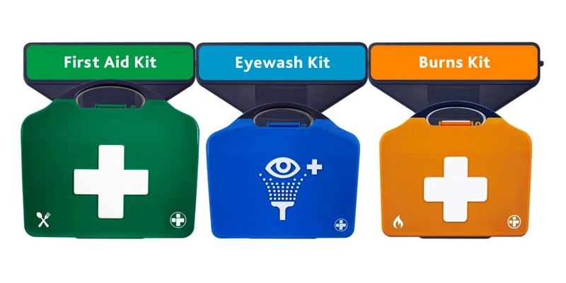Reliance Medical First Aid Point AuraPoint - 3 Unit Point - Large BS8599-1 Catering, Double Eyewash and Burns Kit