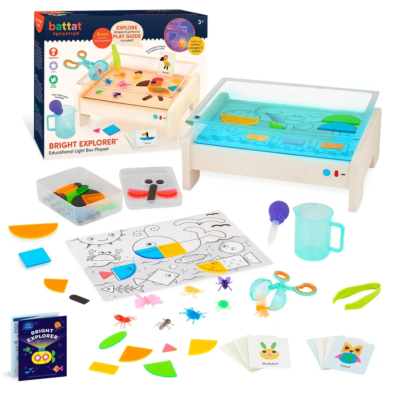 Battat Education – Tracing Light Box for Kids – Sensory Light Up Board – Educational Toys for Toddlers – Includes Double – Sided Tracing Cards – Bright Explorer