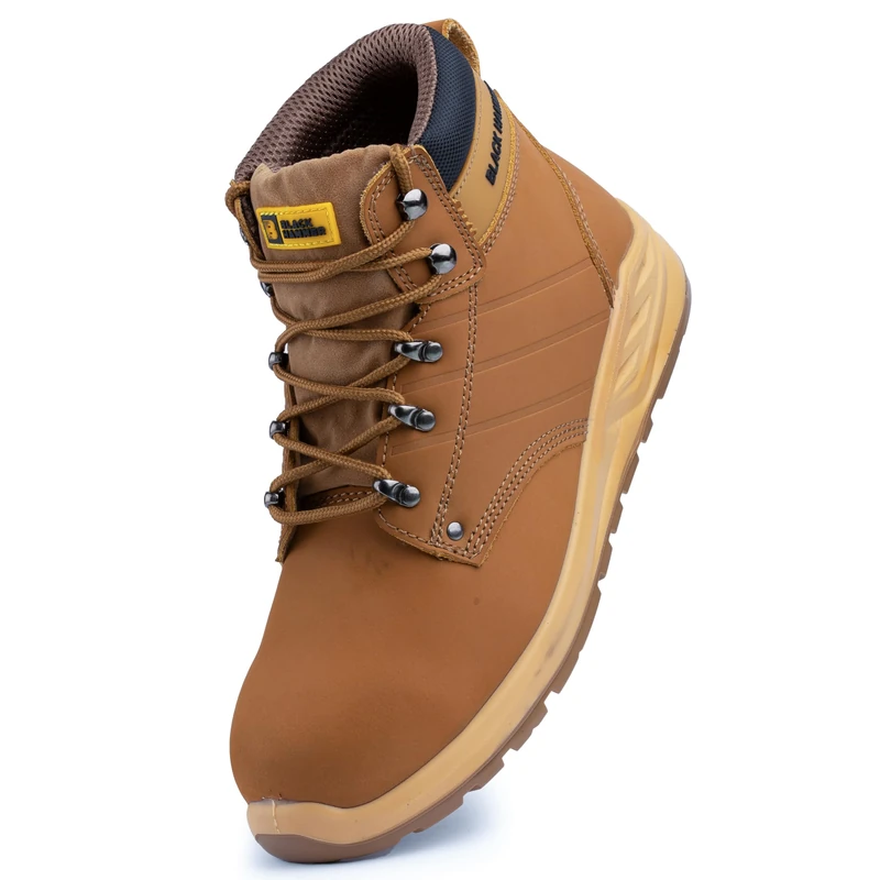 Black Hammer Mens Work Tan Safety Boots Steel Toe Cap Durable and Comfortable Safety Boots for Men Ideal for Warehouse Industrial and Outdoor Work George (6 UK)