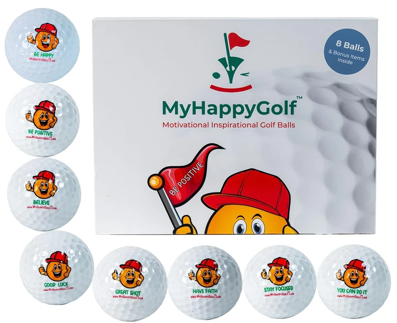 Golf Ball Gift Pack - 8 Golf Balls & Accessories | Funny Golf Gift for Men and Women | Golf Balls for Mom, Dad, and Golfers - Includes 3-in-1 Brush, Divot Tool, Hat Clip, Towel, and Tee Box