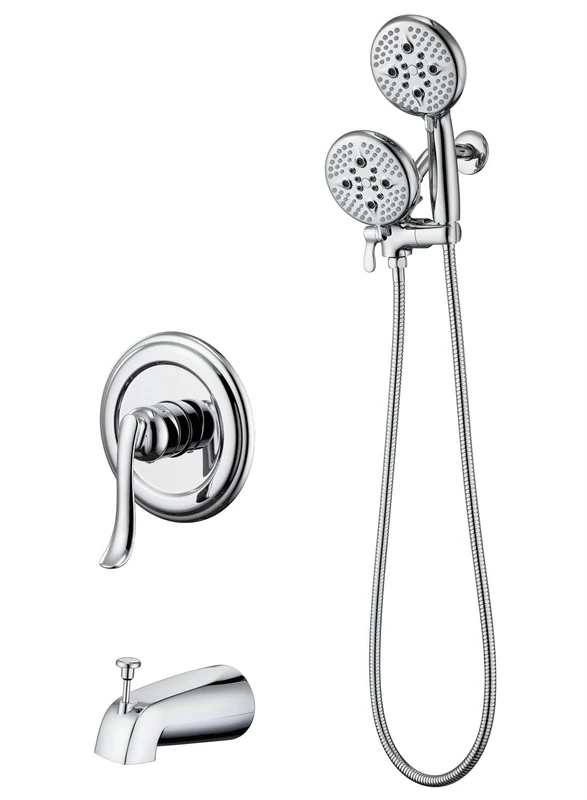 ELLO&ALLO Shower Faucet Set with Tub Spout, Single Handle Tub and Shower Faucet Combo Set, Chrome (Valve Included)
