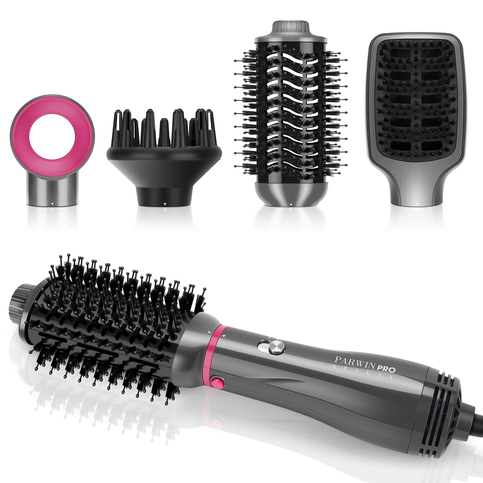 4 in 1 Hair Dryer Brush Set, PARWIN PRO BEAUTY Air Styler with 4 Attachments as Hairdryer, Hot Air Brush, Hair Diffuser, Hot Brush for Hair Styling, Ionic Care Frizz-Free, 1000 Watts
