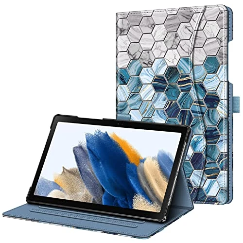 FINTIE Case for Samsung Galaxy Tab A8 10.5 Inch 2022 SM-X200/X205/X207, Multi-Angli Stand Case Cover with Pocket Auto Wake Up / Sleep , Agate Hexagons