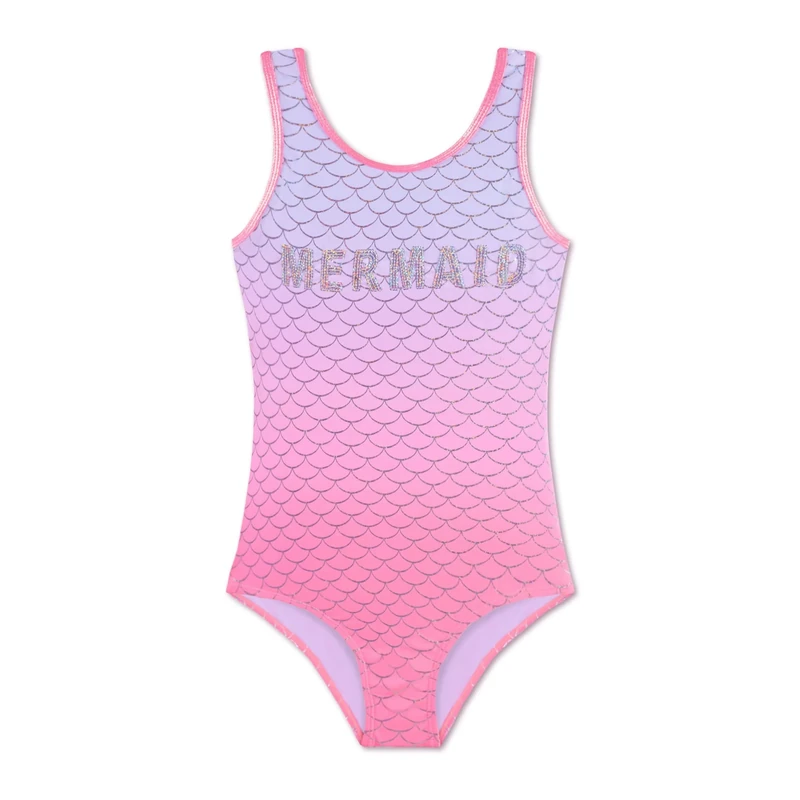 Gifts Treat Girls Swimsuit One Piece Swimwear Mermaid Swimming Costume Junior Kids Bathing Suit Pink Fade UV Protection Summer 8 Years, Pink, 8T