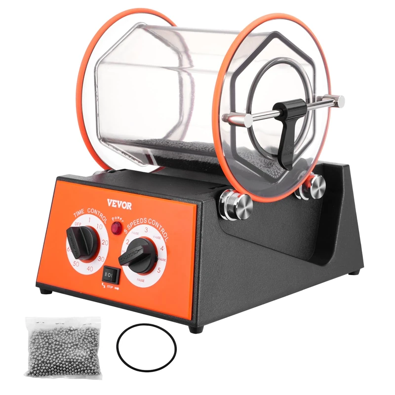 VEVOR Jewellery Polisher 5 kg 60 W Jewellery Polishing Machine 5 Speeds 0-60 mins Adjustable Rotary Drum Polisher Bi-Directional Action for Polishing Stone Rock Iron Jeweler Jewelry