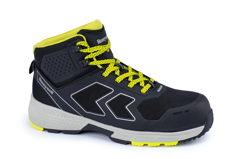 Honeywell Agile Runner S3 SRC ESD Industrial Safety Shoes for Men & Women, Mid-Cut, Lighter Composite Fiberglass Toecap, 3D Mesh Lining, EVA Midsole, Rubber Outsole, Yellow, Size 13 UK, 6250124-48