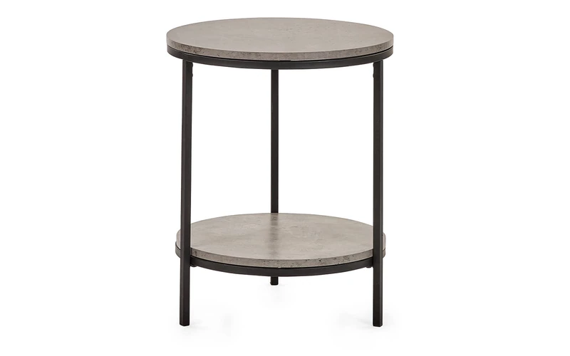 Julian Bowen Staten Circular Lamp Table With Shelf - Concrete
