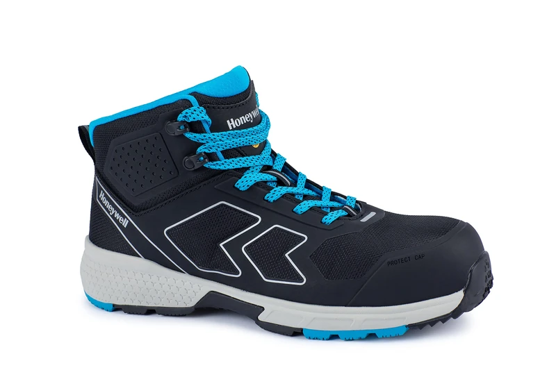 Honeywell Agile Runner S3 SRC ESD Industrial Safety Shoes for Men & Women, Mid-Cut Style, 3D Mesh Lining, Fiberglass Toecap, Rubber Outsole, Blue, Size 4 UK, 6250125-37