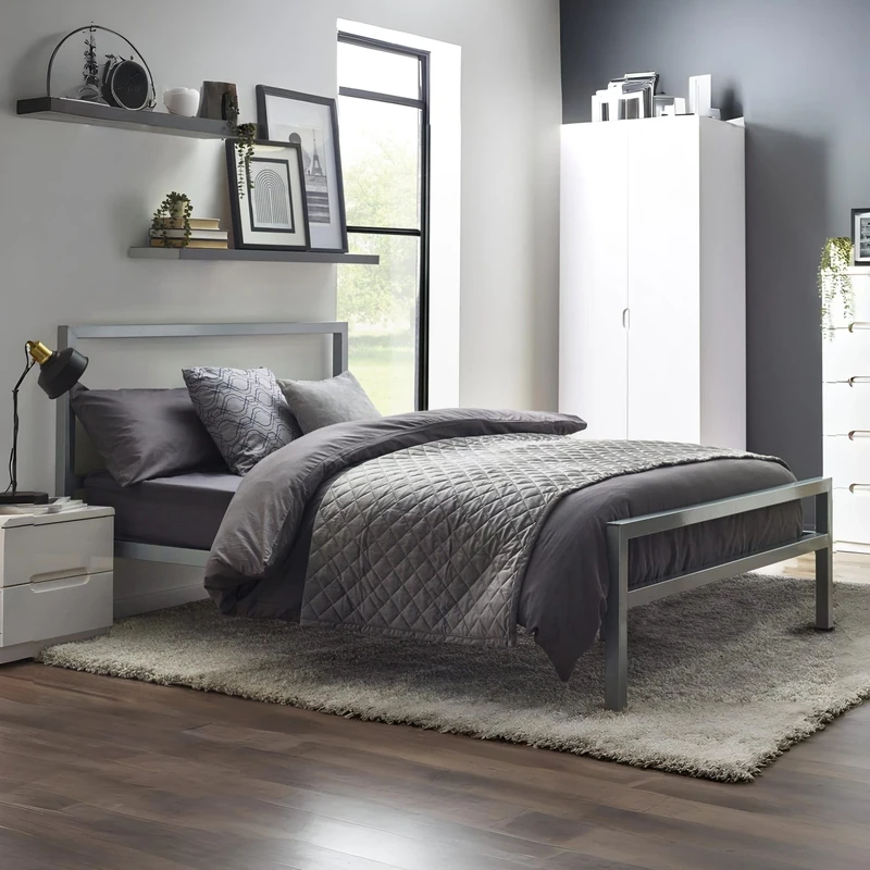 Julian Bowen Soto Metal Bed - Silver Beds