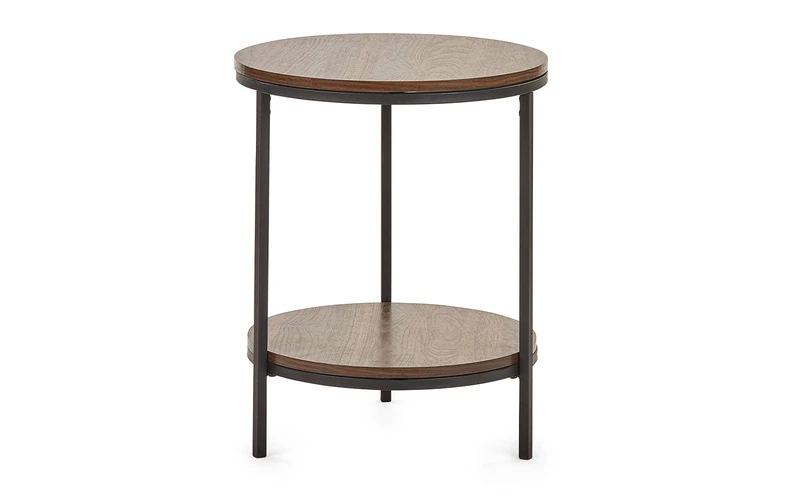 Julian Bowen Tribeca Circular Lamp Table With Shelf - Walnut