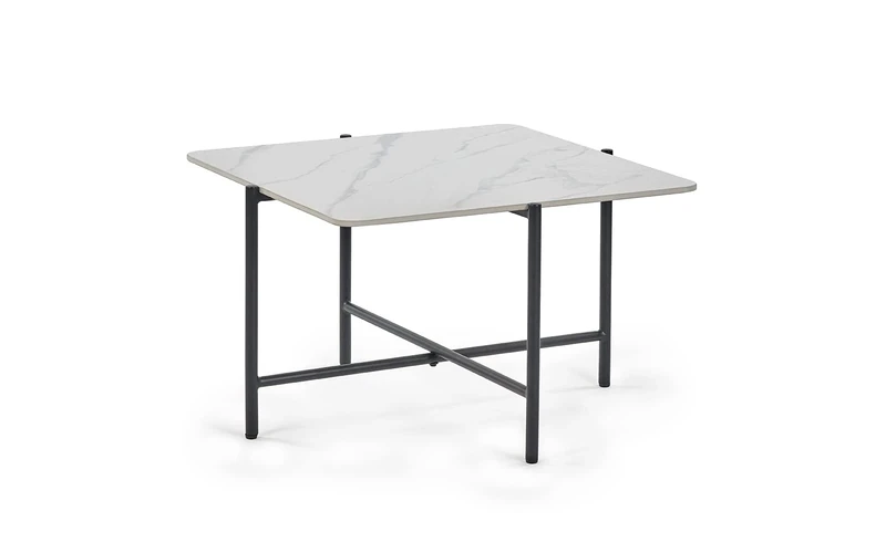 Julian Bowen Siena White Marbled Sintered Stone Square Coffee Table