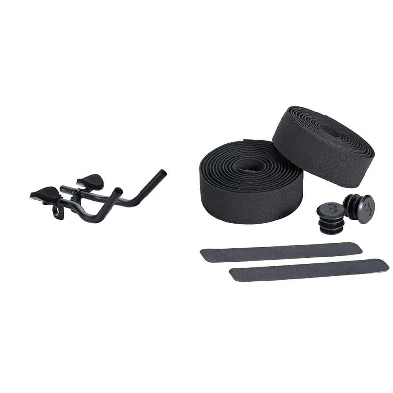 BBB Cycling Aero Bars Aluminium Two-Piece Tri Bars Black 26/31,8 mm Bike Handlebar AeroBase BHB-52 & BBB Cycling Bike Handlebar Tape Road Bike I Foam Grip I Includes Handlebar Plugs