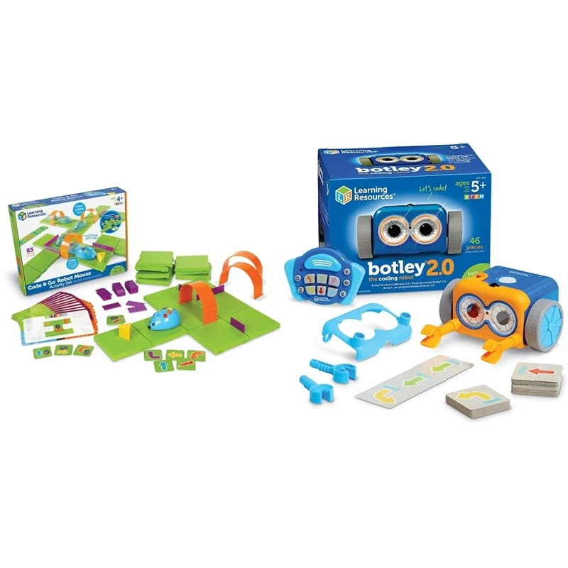 Learning Resources Code & Go Robot Mouse Activity Set, 83 pieces, Ages 4+ & Botley The Coding Robot 2.0 Activity Set - 78 Pieces, Ages 5+ Coding Robot for Kids, STEM Toys for Kids