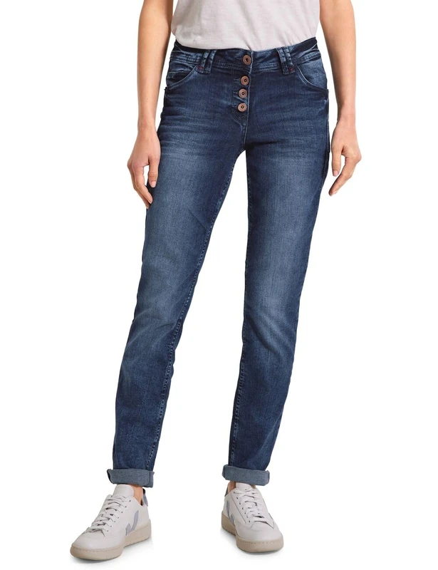 Cecil Women's B376600 Loose Jeans, Mid Blue Wash, 36W x 30L