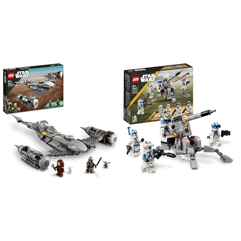 LEGO 75325 Star Wars The Mandalorian's N-1 Starfighter Building Toy & 75345 Star Wars 501st Clone Troopers Battle Pack Set
