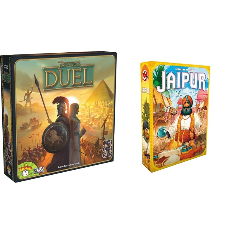 Repos Production, 7 Wonders Duel, Board Game, Ages 10+, 2 Players 30 Minutes Playing Time & Space Cowboys | Jaipur 2nd Edition | Board Game | Ages 12+ | 2 Players | 30 Minute Playing time