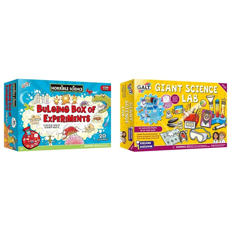 Galt Toys, Horrible Science - Bulging Box of Experiments, Science Kit for Kids, Ages 8 Years Plus & Toys, Giant Science Lab, Science Kit for Kids, Ages 6 Years Plus, Multicolor, 32 * 17 * 25 inch