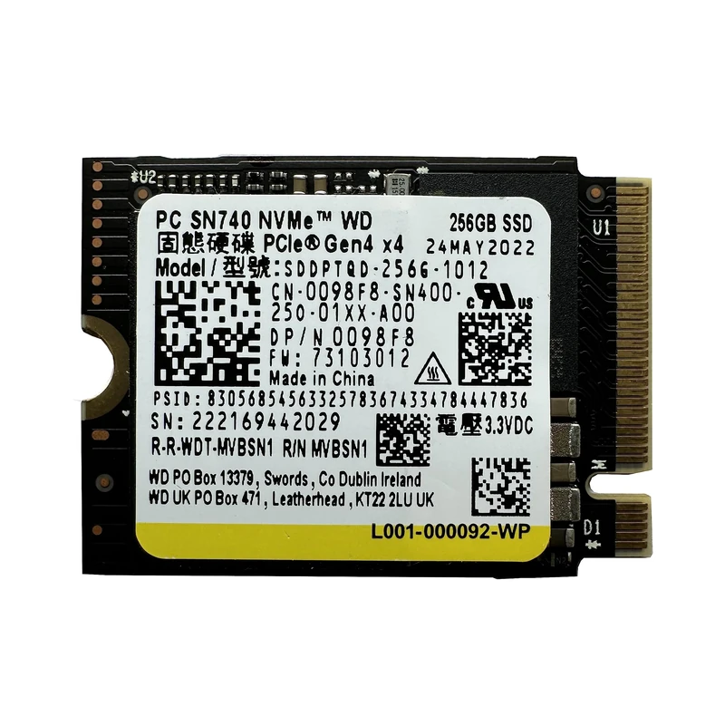 WD SN740 256GB SSD M.2 2230 30mm NVMe PCIe 4.0 Gen 4 x 4 (OEM)