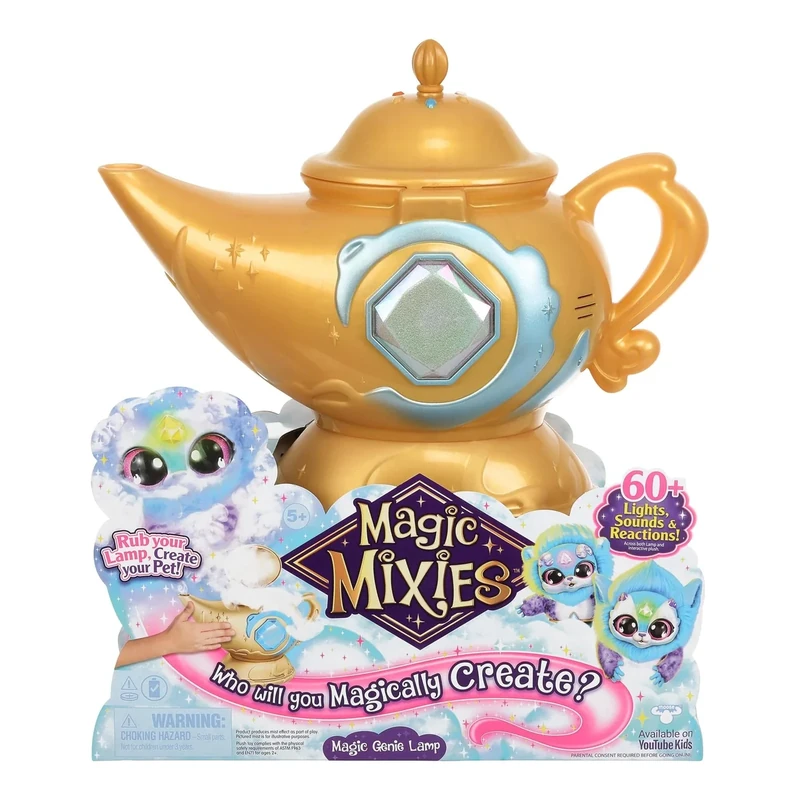 Giochi Preziosi Magic Mixies Magic Lamp, Interactive Game with Interactive Plush for Children, Games for Girls from 3 Years, Magic Ring, Fog and Lights Effect, Blue