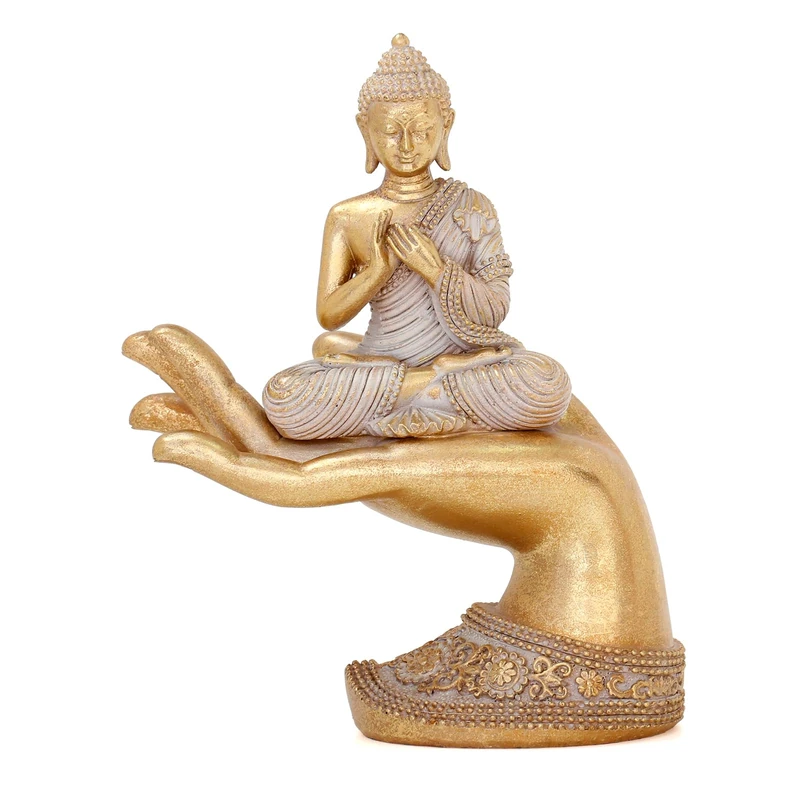Suoedd Golden Buddha Statue for Home - 8.7" Tall - Spiritual Zen Decor - Perfect for Living Room or Shrine