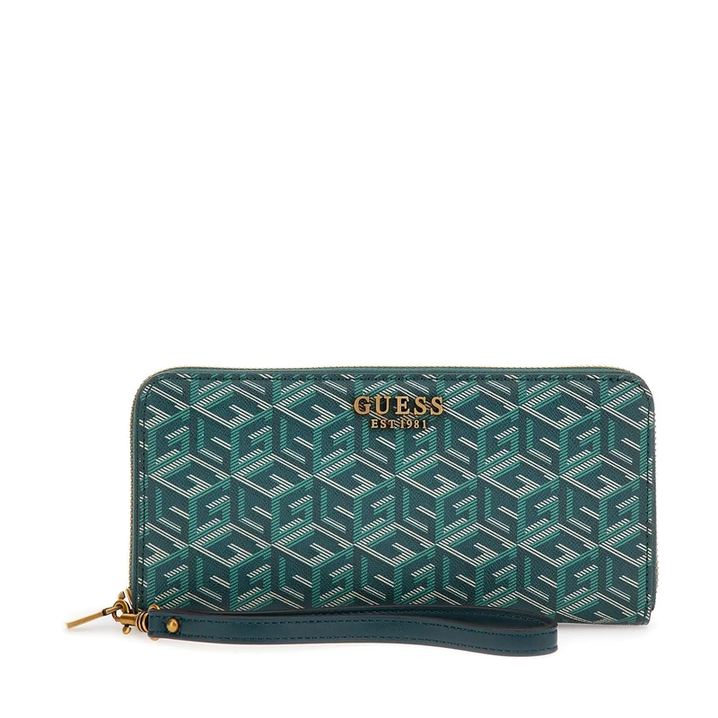 GUESS Women's Laurel Large Zip Around Wallet, Clutch, Hunter Logo, One Size