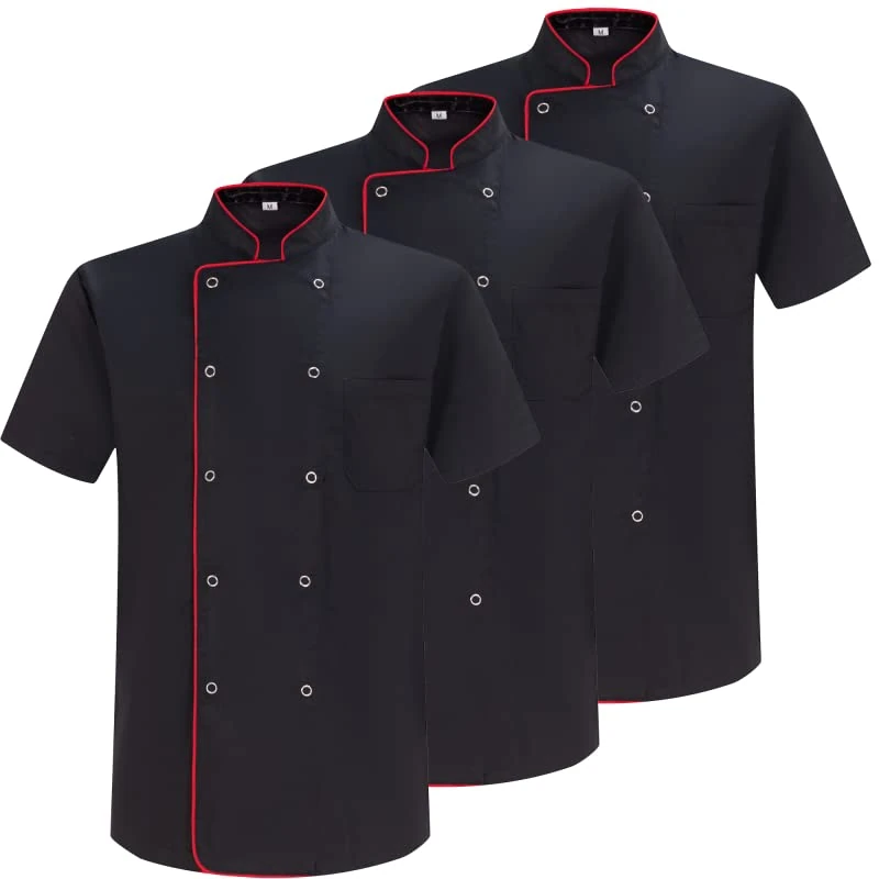 MISEMIYA - Pack 3 Units -CHEF JACKETS GENTLEMAN WITH REFORMED BUTTON - Ref.8421B - Medium, Black 21