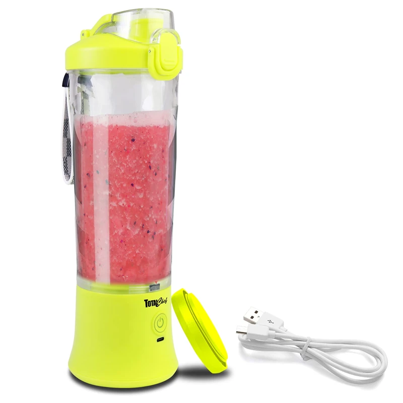 Total Chef Portable Mini USB Blenders Smoothie Maker Cordless Personal Blender 600ml Cup Small Mixer for Protein shake Baby Food Milkshakes Fruit Juice Slushie for Home Office Travel Gym Yellow