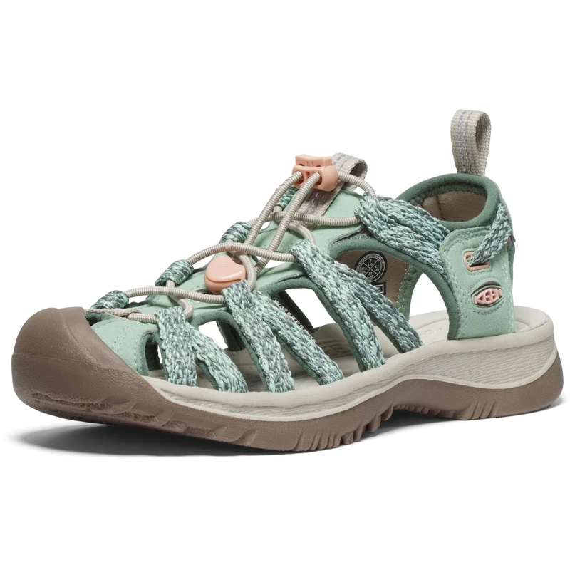 KEEN Women's Whisper Closed Toe Sport Sandals, Granite Green/Peach Parfait, 7.5