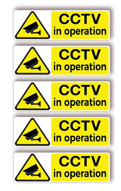 5 Pcs CCTV in Operation Sign Sticker - 15 x 5 cm Premium Self Adhesive, UV Resistant, Waterproof, and Durable CCTV Sign