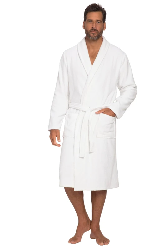 JP 1880 Men's Bademantel Frottee Bathrobe, schneeweiß,