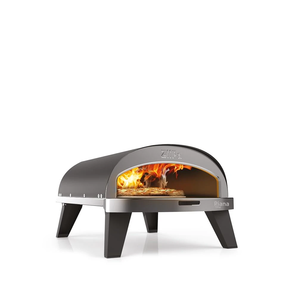 ZiiPa • Gas Pizza Oven • Charcoal • Compact and Innovative • Heats in 30 Min • Fast Cooking in 90 sec • Cordierite Stone Ø31.5 CM (Slate Stone)