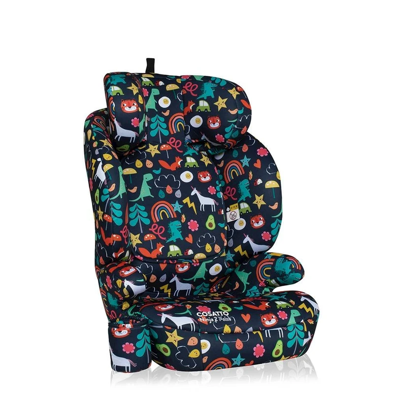 Cosatto Ninja 2 iSize Car Seat - R129 High Back Booster Seat | 4-12 Years | 10 Position Headrest, ISOFIX & Seatbelt Fitting, Forward Facing with Side Impact Protection | Washable Covers (Carnival)