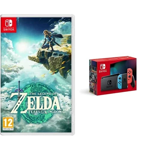 The Legend of Zelda: Tears of the Kingdom (Nintendo Switch) + Nintendo Switch (Neon Red/Neon blue)