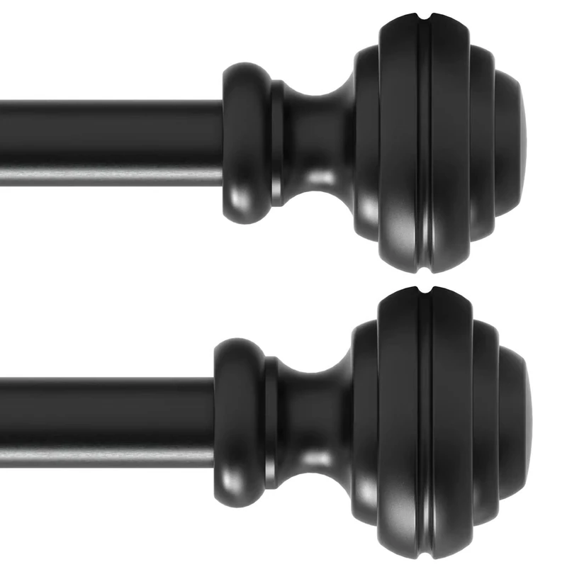 Curtain Rods for Windows 48-84 inch,3/4 inch Heavy Duty Adjustable Decorative Curtain Rods with Modern Finials,2 Pack Window Curtain Rods for Bedroom, Living Room,Patio and Kitchen
