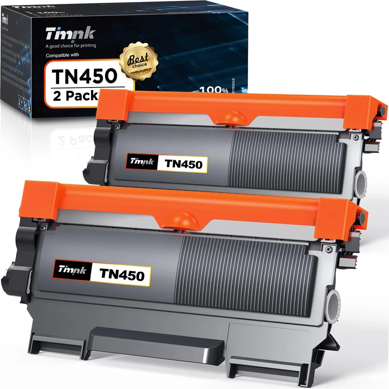 Timink Compatible TN450 Toner Cartridge High Yield Replacement for Brother TN420 TN-450 Compatible with HL-2280DW HL-2270DW HL-2230 MFC-7360N MFC-7860DW DCP-7065DN Intellifax 2840 2940 (2 Black)