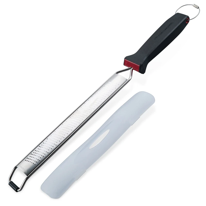 Long Grater Fine Presist - Grater Made of Stainless Steel - Especially Sharp Hand Grater with Blade Guard - Robust Handle with Hanger