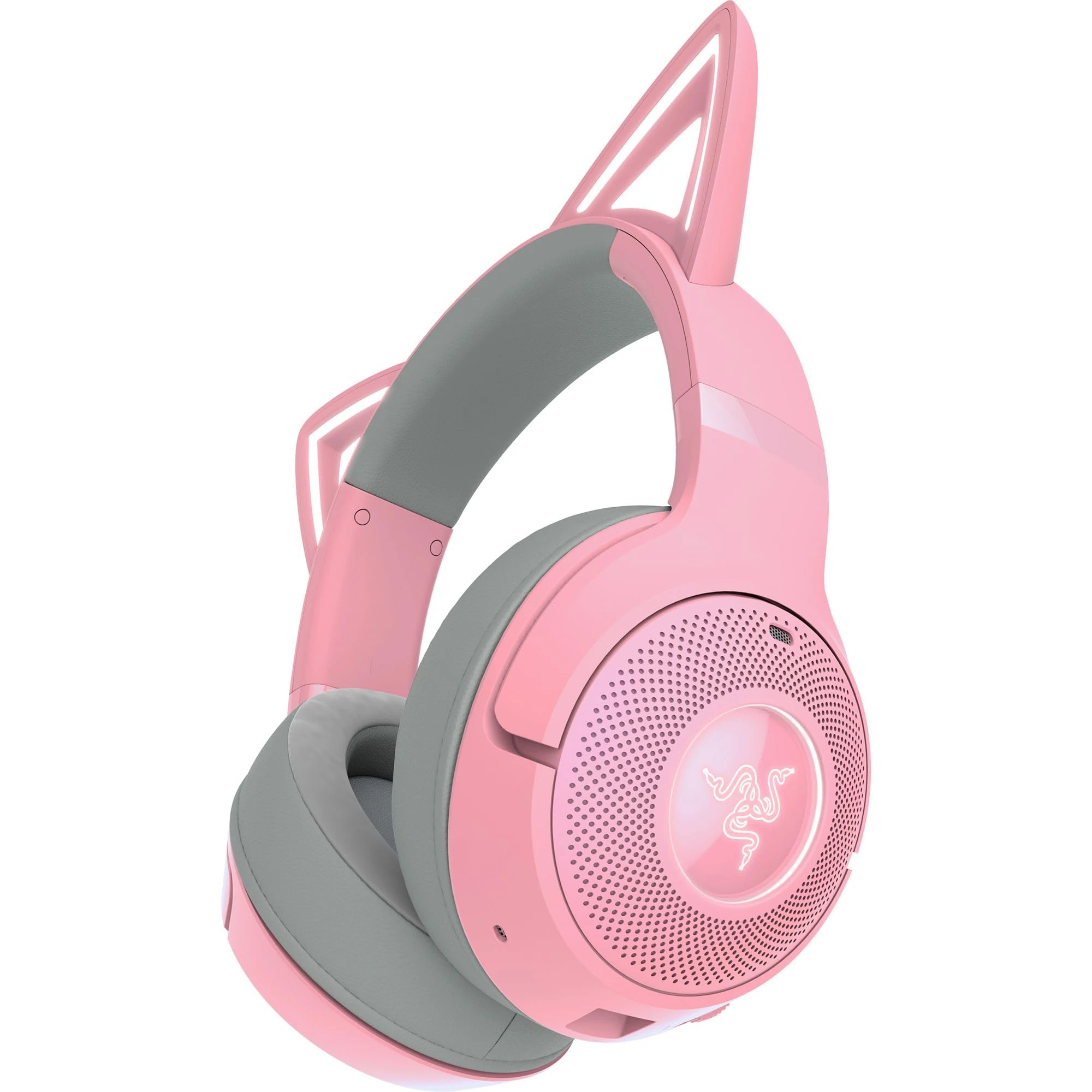 Razer Kraken Kitty V2 BT - Wireless Bluetooth RGB Headset with Kitty Ears (Bluetooth 5.2, TriForce 40 mm Drivers, Integrated Beamforming Noise-cancelling Mics, Up to 40 Hrs Battery Life) Quartz Pink