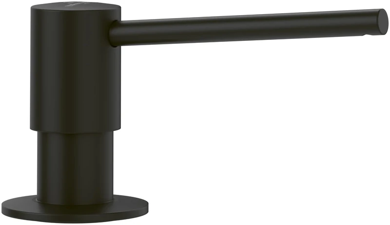 Villeroy & Boch Soap Dispenser Kitchen Accessories, Built-in Washing-Up Liquid Dispenser Made of Stainless Steel, Capacity 250 ml, Round, Matt Black