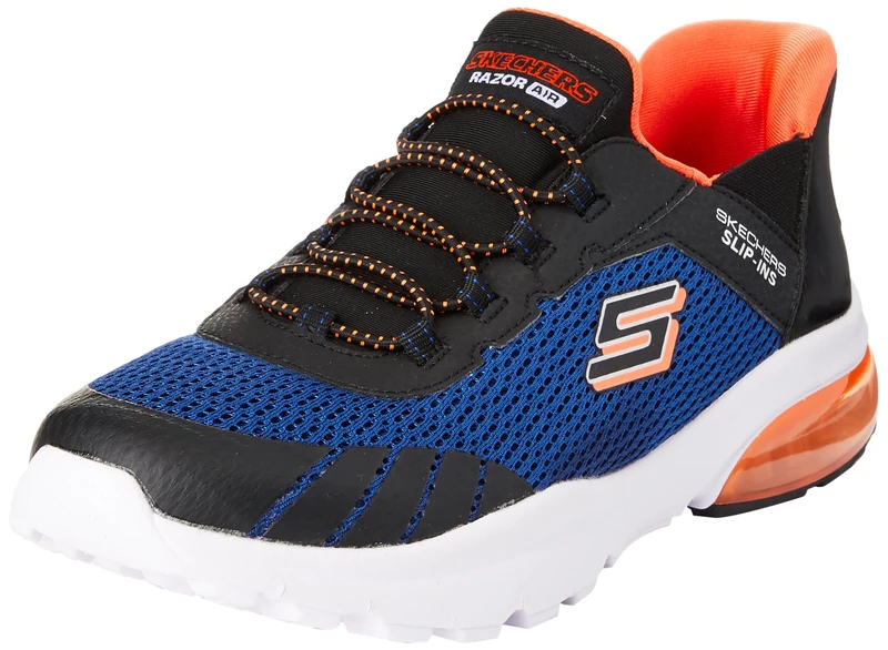 Skechers Boy's Razor Air Hyper-Brisk Sneakers, Royal Textile Black Synthetic Trim, 10 UK Child