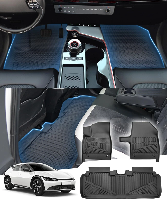 Sunsdrew Floor Mats Set Fit for 2022-2023 KIA EV6 TPE Trunk Mat All Weather Odorless Anti-Slip Floor Mats 1st&2nd Row Full Set Car Mats for 2022-2023 KIA EV6 Accessories - Image 1