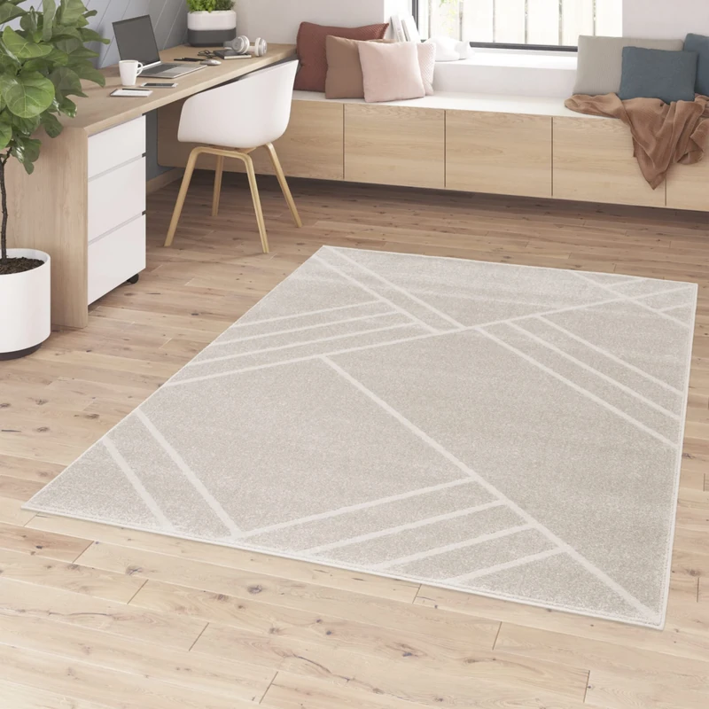 BALTA Living Room Rug, Modern Style Indoor Rug for Living Room/Bedroom, Geometric Design, Easy Care, Thickness 9 mm, Polypropyene, 120 x 170 cm, Grey – Cream - Image 1