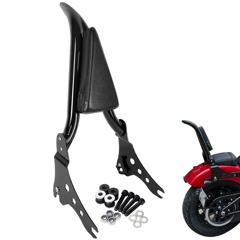 Black Standard Sissy Bar Passenger Backrest With Docking Hardware Kits for Harley Street Bob FXBB Heritage FLHC 2018-2023 Softail Slim FLSL Deluxe FLDE 2018-2021, Softail Standard 22-23 (23" Height)
