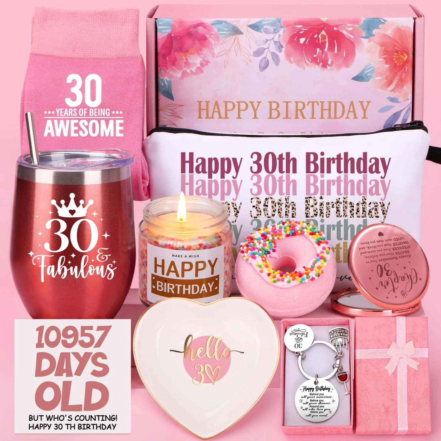 30th Birthday Gifts for Women, Happy 30th Birthday Hamper for Her,30 Year Old Lady Gifts,Birth-Day Pamper Box for Mum Best Friend Sister Wife Turning 30, Personalised 30 th Birthdays Present