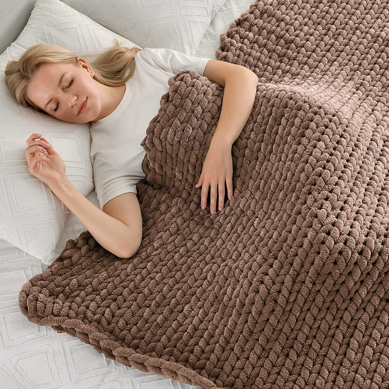 Maetoow Tighter Chunky Knit Blanket (60"x80") Handmade Warm Cozy Blanket for Couch, Bed, Home Decor, Soft Fleece, Thick Bohemian Blankets and Throws