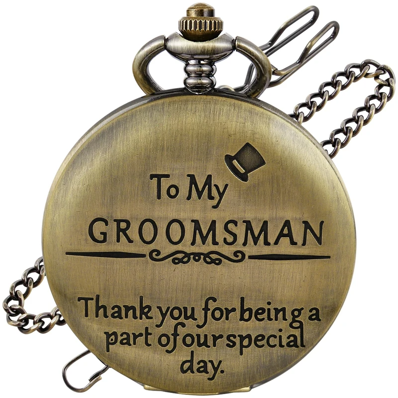 Tiong to My Groomsman Pocket Watch Groomsmen Gifts for Wedding or Proposal Pocket Watch with Chain