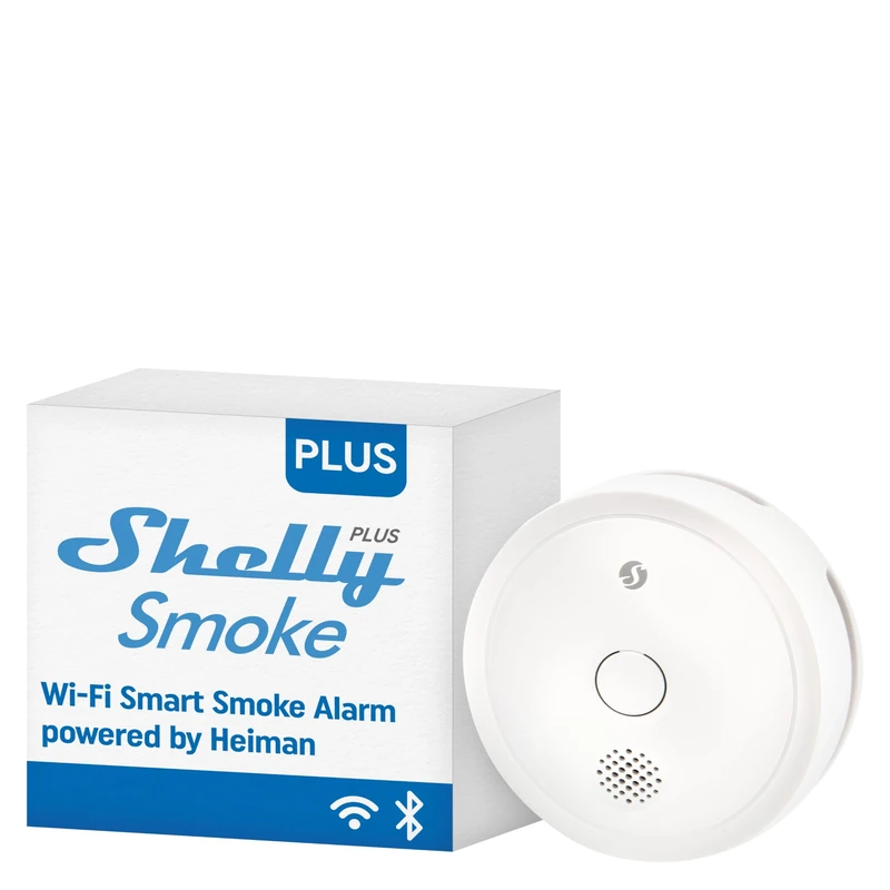 Shelly Plus Smoke, Wi-Fi Smoke Detector, Fire Alarm with Photoelectric Sensor, 5-Year Battery Life, EN 14604, LED & Sound Indications, Instant Notification, Alexa Google Home, No Hub Required