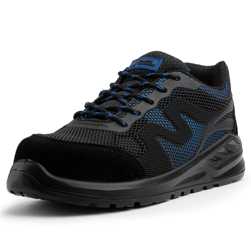 Black Hammer Mens Safety Trainers with Steel Toe and Midsole Comfortable Protective Work Shoes for Industrial Use Durable & Breathable Non-Slip Workwear S1P SRC Mike (5 UK) Black