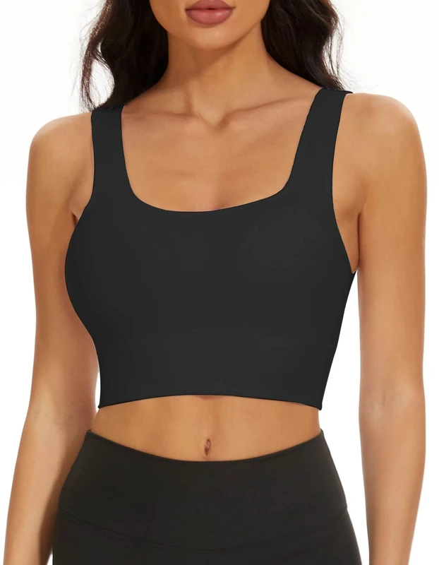 SIMIYA Sports Bra Women Seamless Crop Bra Top Comfort Bra with Removable Pads - Perfect for Everyday Wear(02style-Black,M)