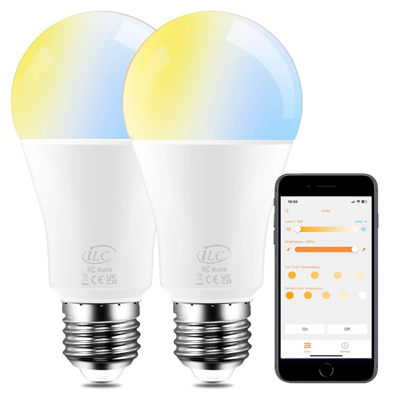 iLC 12W Smart LED Bulbs - Alexa Compatible E27 (2 Pack)