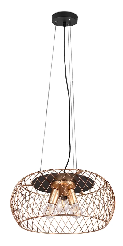 TRIO, Pendant Light, Tamil 3xE27, max.40,0 W Metal, matt Black, Body: Metal, Brass matt Ø:50 cm, H:150 cm IP20,Without Illuminant,Height Adjustable
